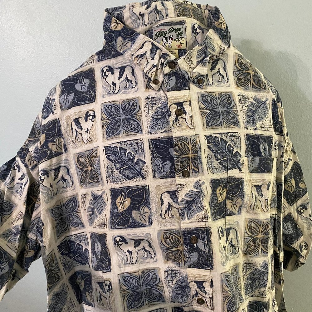 Vintage Big Dogs Blue Hawaiian Camp Shirt Sz 4XL